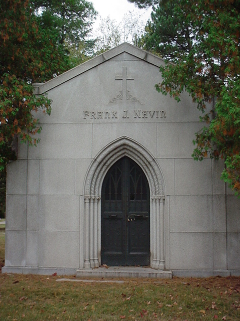 Frank Navin's mausoleum at Holy Sepulchre Cemetary in Southfield, Michigan.