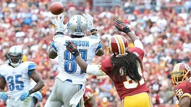 Calvin Johnson had a fine day against the Redskins on Sunday.