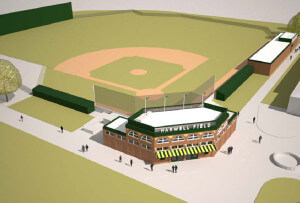 An artist's conception of the new Harwell Field at Wayne State University.