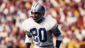Cornerback Lem Barney played his entire career with the Detroit Lions and was elected to the Football Hall of Fame in 1992.