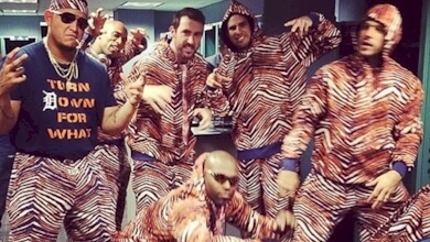 After sweeping the Red Sox in Boston earlier in May, the Tigers donned their striped Zubaz as a team. 