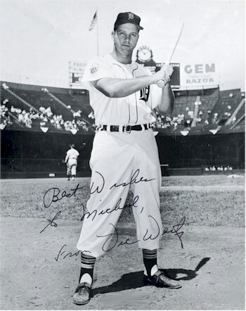 Vic Wertz was a three-time All-Star for the Detroit Tigers in the early 1950s. Here he poses at Briggs Stadium.