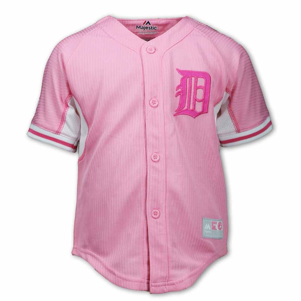 Detroit Tigers Youth Cool Base PINK Jersey - Vintage Detroit Collection