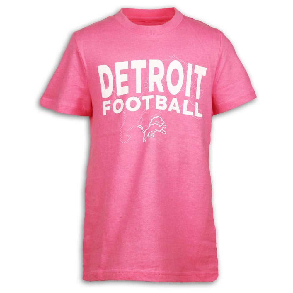 Detroit Lions Girl's Pink Football T-Shirt