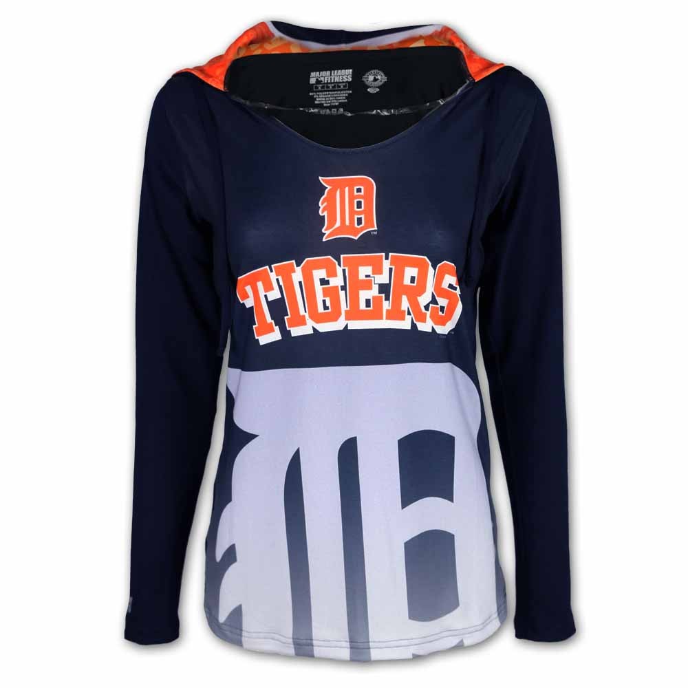 Detroit Tigers Women's Fashion Hooded T-Shirt - Vintage Detroit
