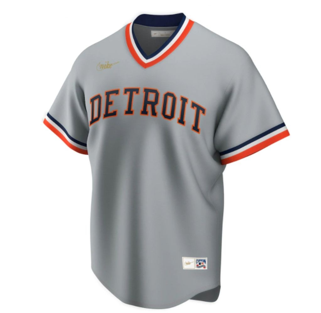 Men's Nike Gray Detroit Tigers Road Cooperstown Collection Team Jersey
