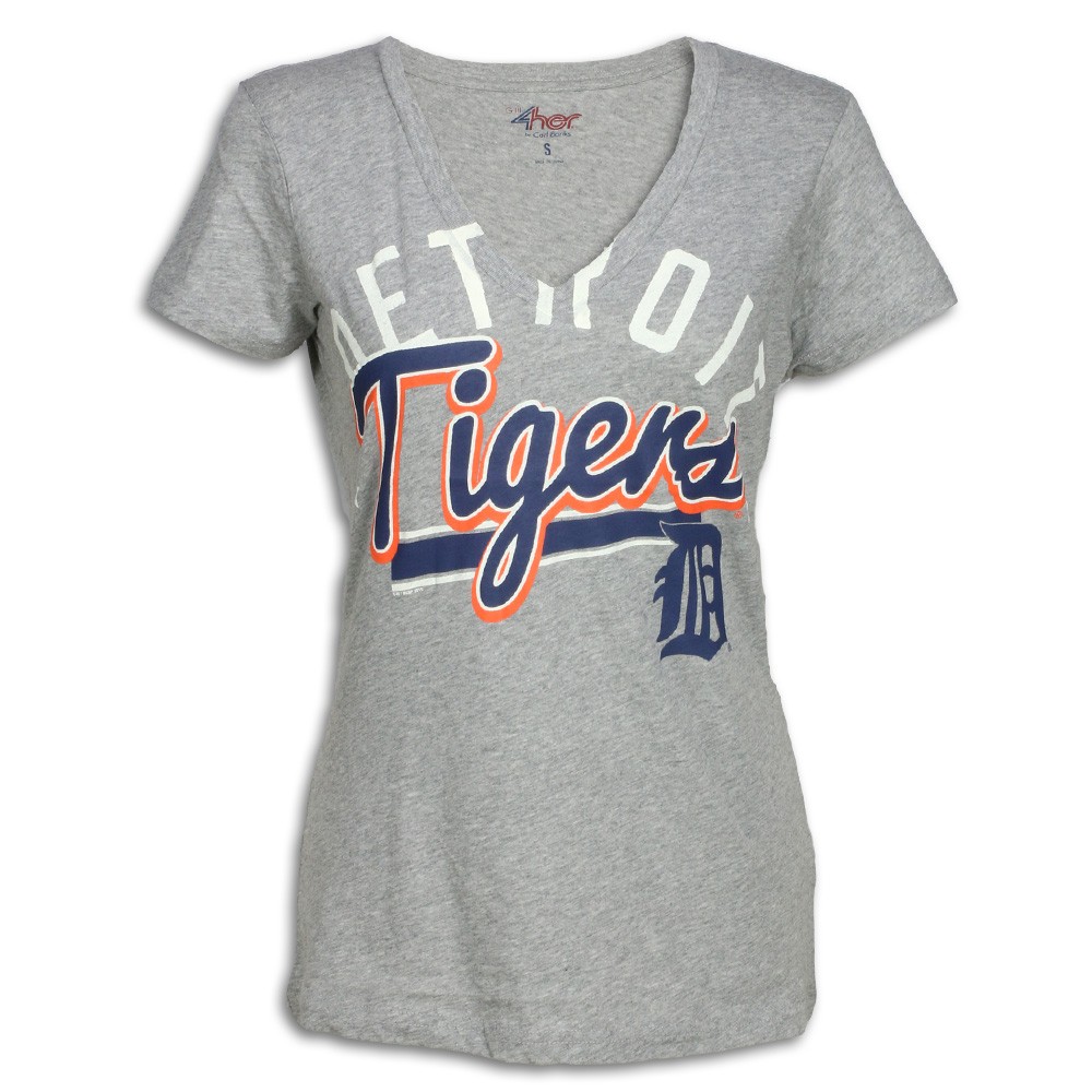Detroit Tigers Women's Script V-Neck T-Shirt