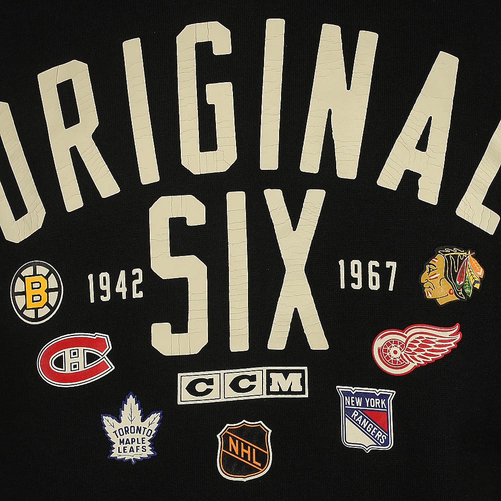 47 Men's Gray Short Sleeve Original Six 1942-1967 NHL Hockey T-Shirt Size  Large
