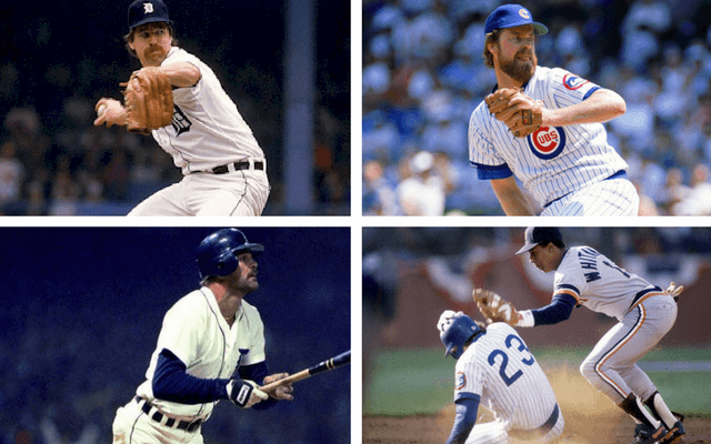 Clockwise from top left: Jack Morris, Rick Sutcliffe, Lou Whitaker and Ryne Sandberg, and Kirk Gibson.
