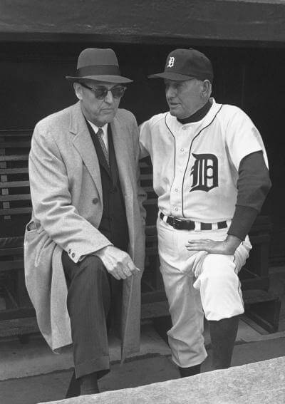 Tigers' owner John Fetzer with manager Mayo Smith in 1968.
