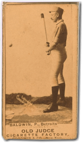 This Old Judge baseball card from the 19th century shows Detroit pitcher Lady Bald