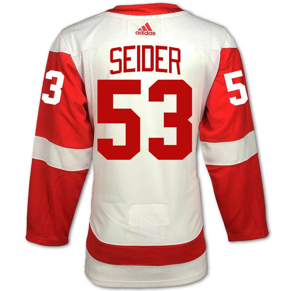 Moritz Seider White Detroit Red Wings Autographed adidas Authentic Jersey