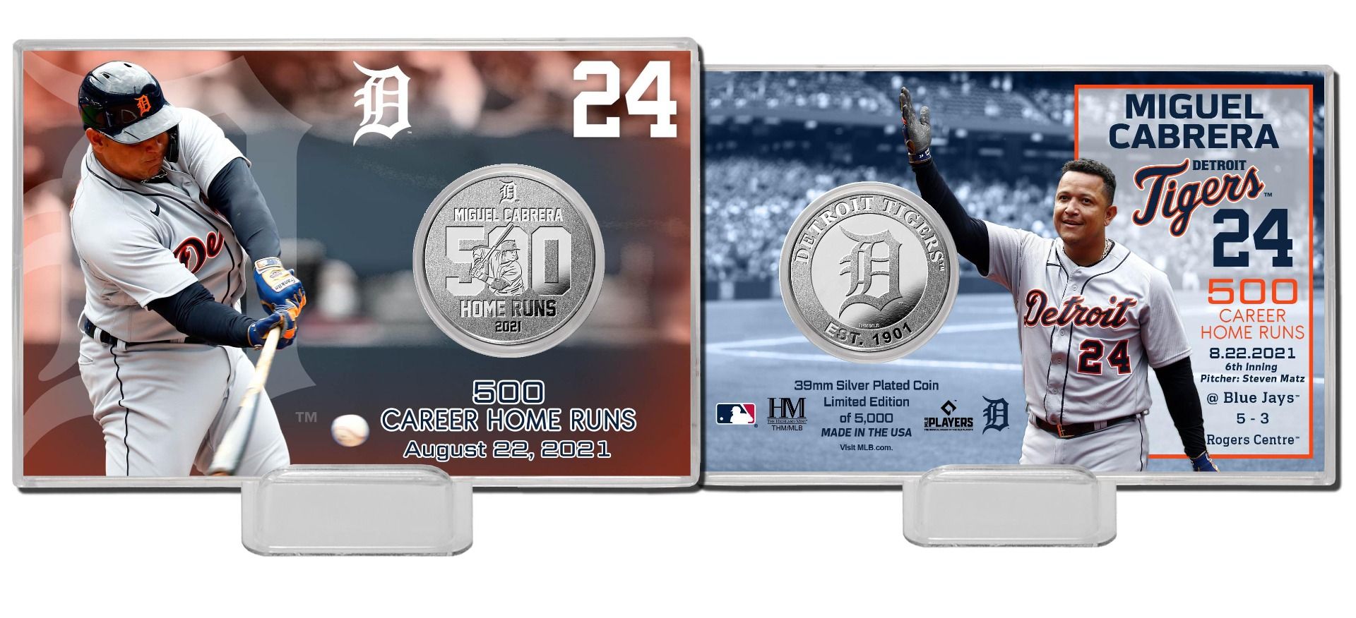 Miguel Cabrera 500th Career HR Silver Coin Card by Vintage Detroit Collection