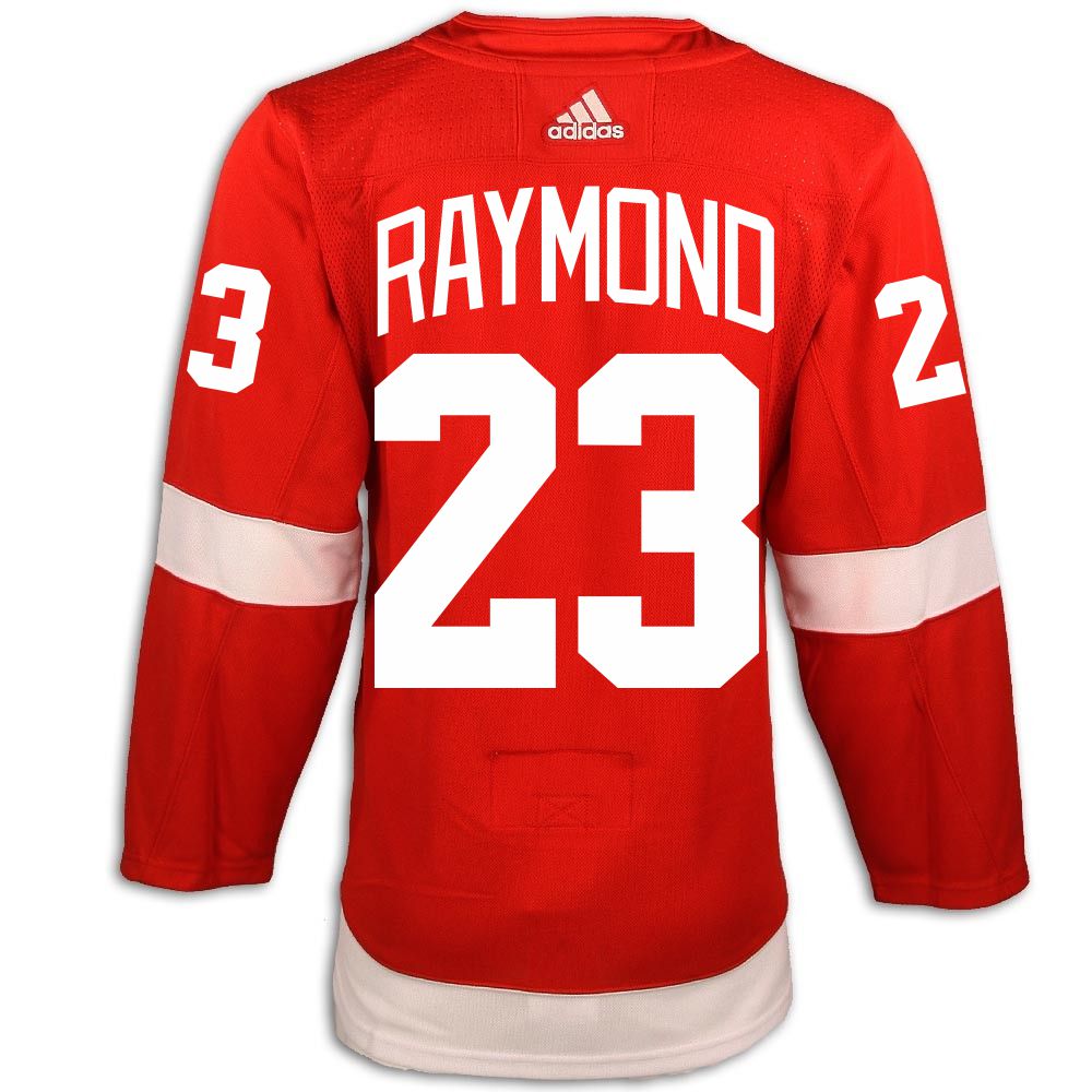 Framed Lucas Raymond Detroit Red Wings Autographed Red Adidas Authentic  Jersey