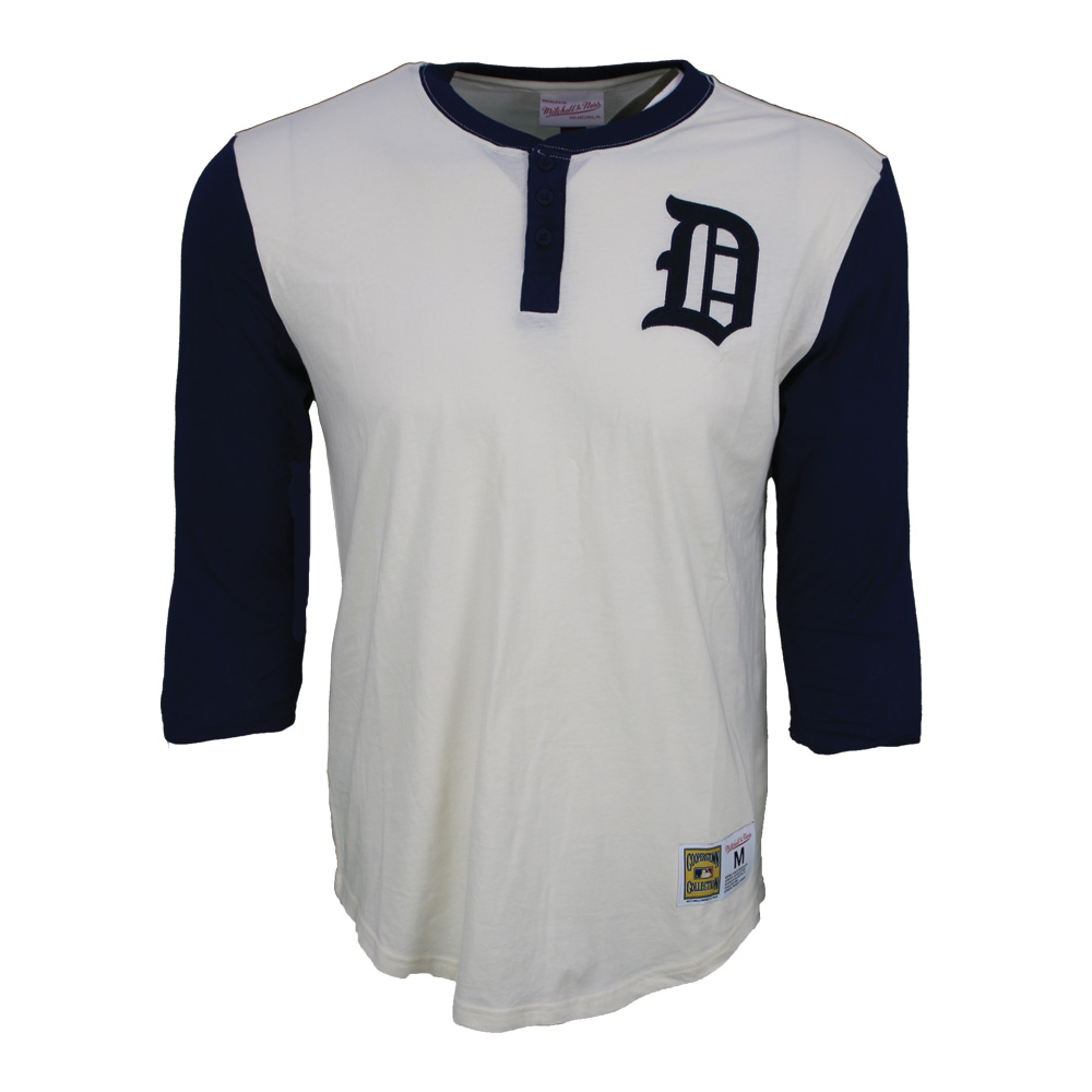 Men's Mitchell & Ness Cream Detroit Tigers Icon Henley 3/4-Sleeve T-Shirt Size: Small