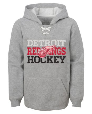 Detroit Red Wings Youth Ageless Must-Have Lace-Up Pullover Hoodie - Red