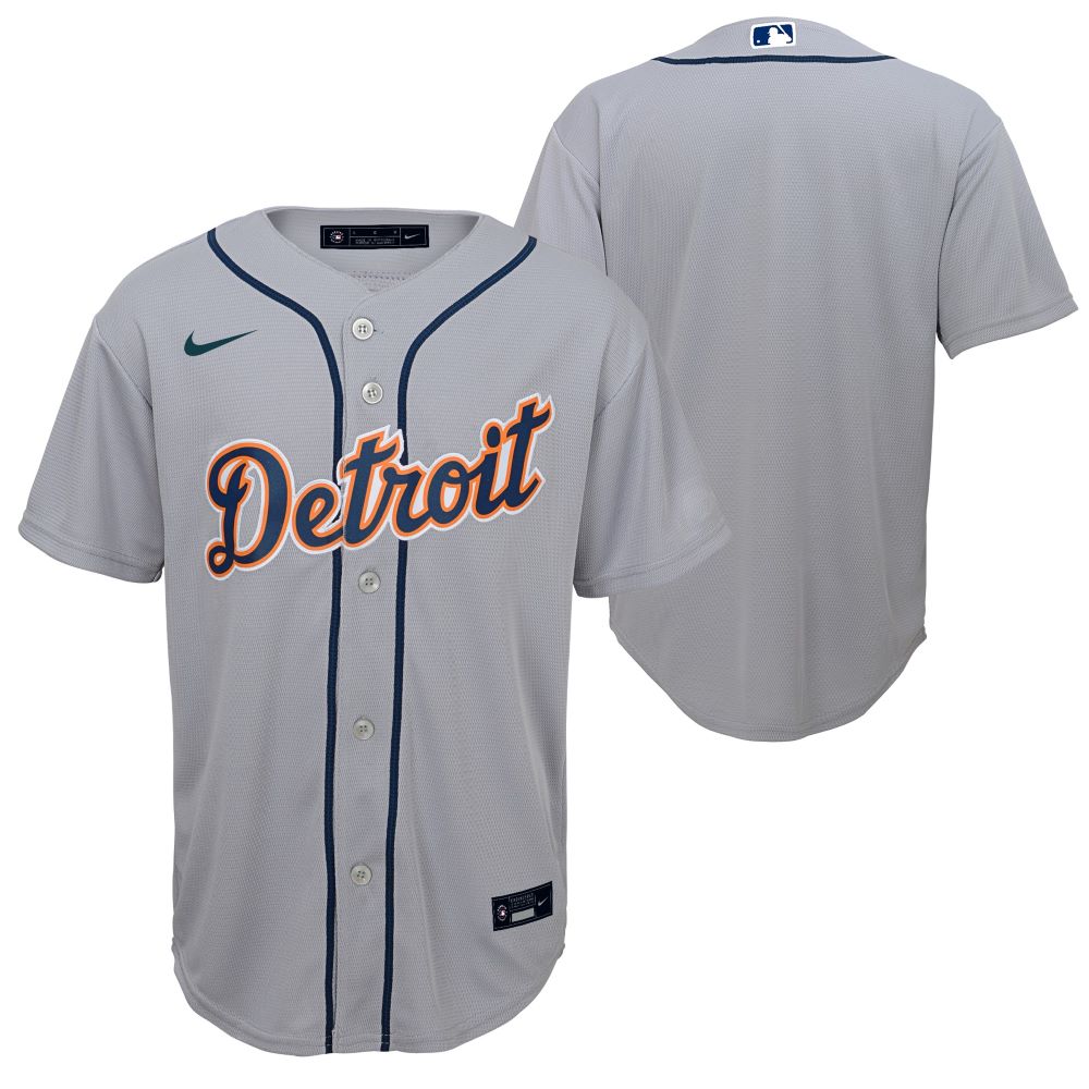 Nike Detroit Tigers Youth Grey Road Blank Replica Jersey, Grey, 100% POLYESTER, Size L, Rally House