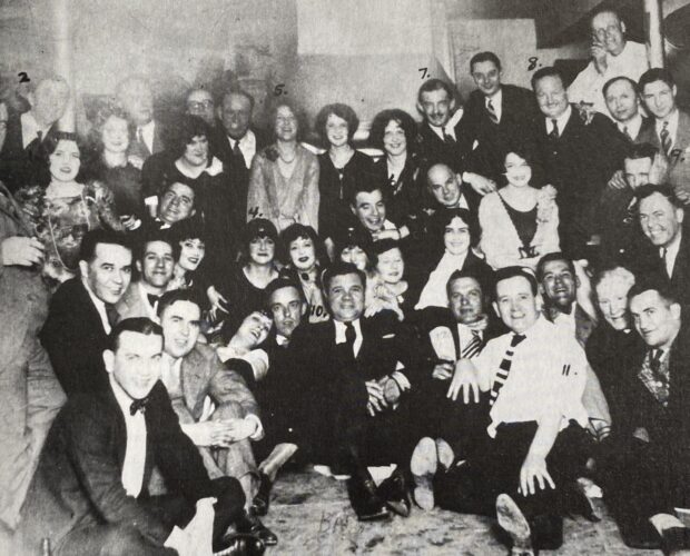 Babe Ruth, Harry Heilmann, and friends at a Detroit party during prohibition, circa 1924.