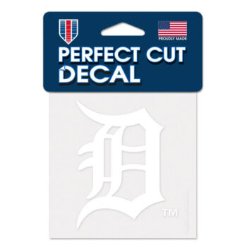 Detroit Tigers 4in x 4in White English D Decal